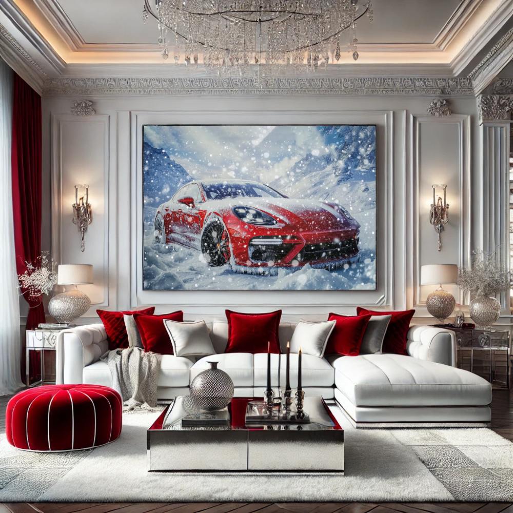 Bold Red Frozen Panamera Gts Framed Wall Art