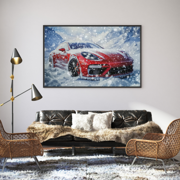 Bold Red Frozen Panamera Gts Framed Wall Art