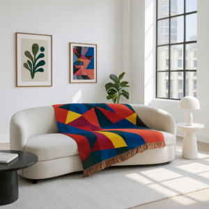 Cherry Heat Throw – Bold Geometric Blanket For Modern Homes | Ships In 3 Days