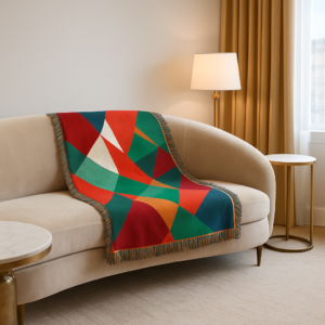 Emerald Ember Woven Throw Blanket