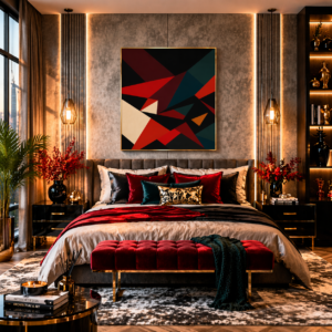 Geometric Abstract Wall Art Canvas for Modern Living Room